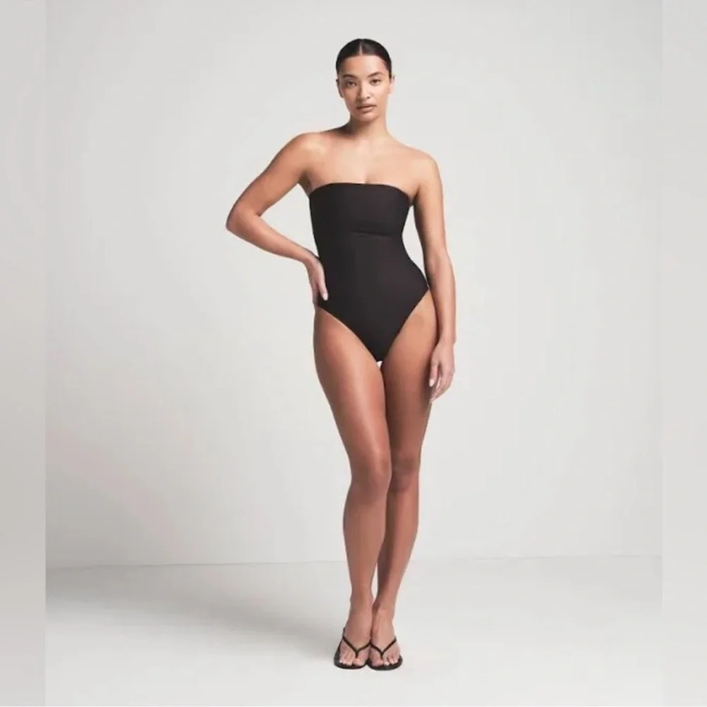 SKIMS Strapless One-Piece Swimsuit in Black